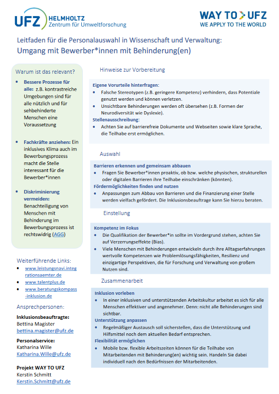Leitfaden für die Personalauswahl in Wissenschaft und Verwaltung: Umgang mit Bewerber*innen mit Behinderung(en) Leitfaden für die Personalauswahl in Wissenschaft und Verwaltung: Umgang mit Bewerber*innen mit Behinderung(en)